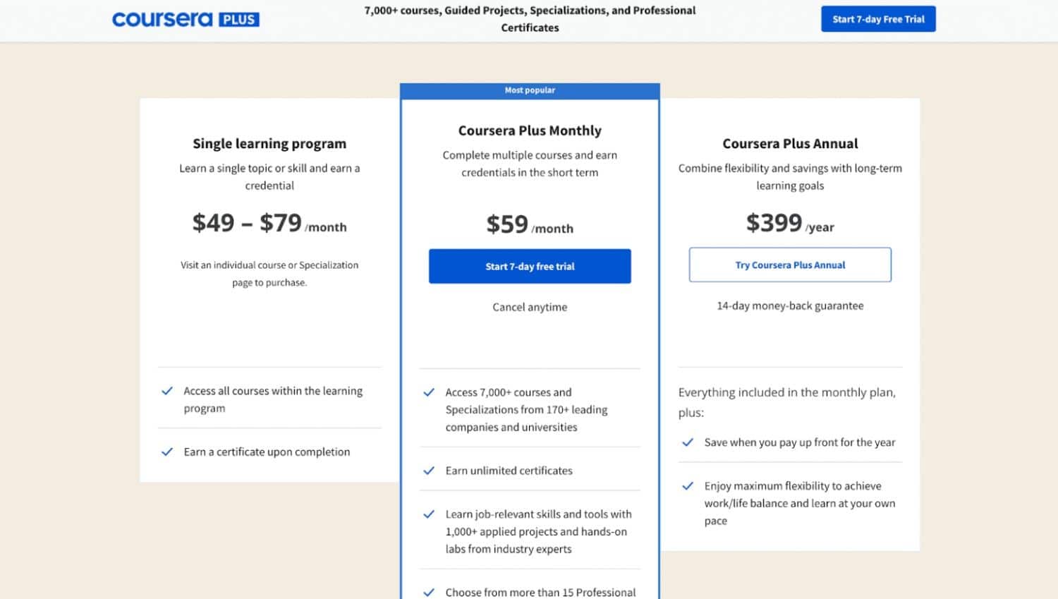 Coursera Plus Subscription Plans
