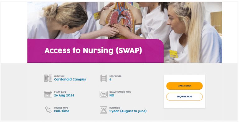 access to nursing course online scotland