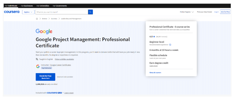 Top 5 Courses On Principles Of Project Management 2024   Google Project Management 768x328 